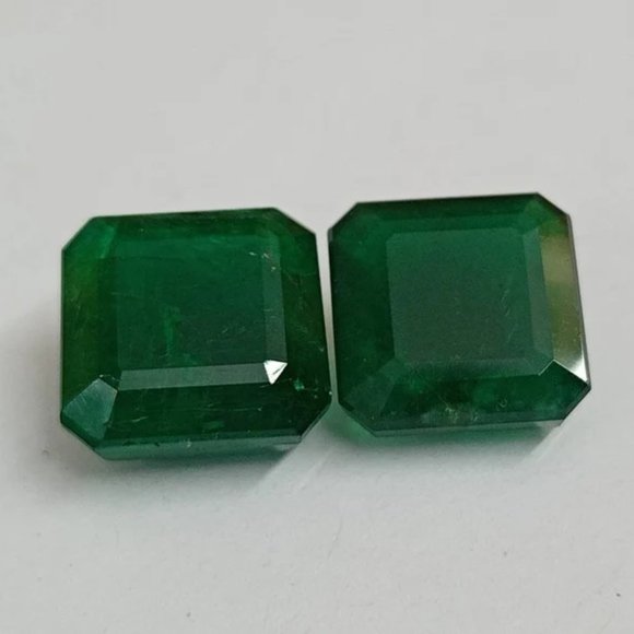 13.25 ct 11mm Natural Zambian Emerald pair square Shape